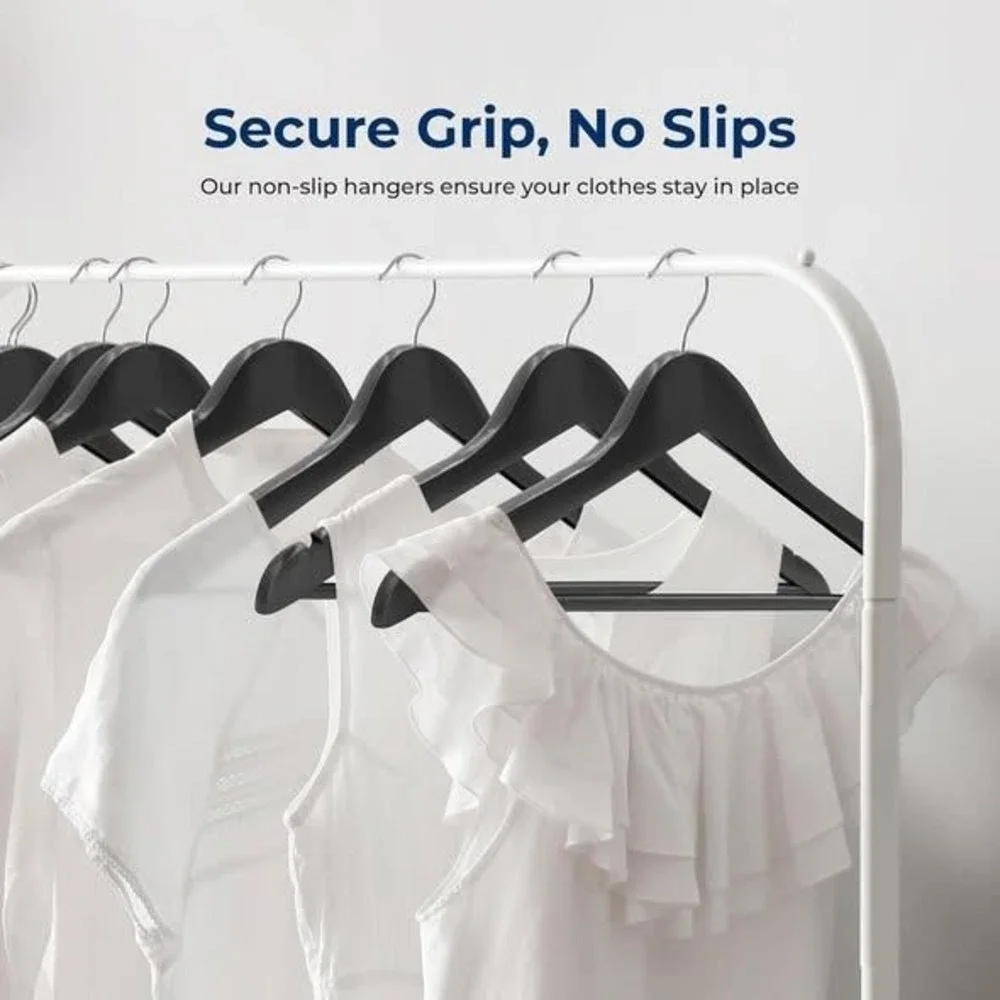 Wooden Suit OR COAT Hangers with Swivel Hook & Notches Slim‎ Design 32 PACK